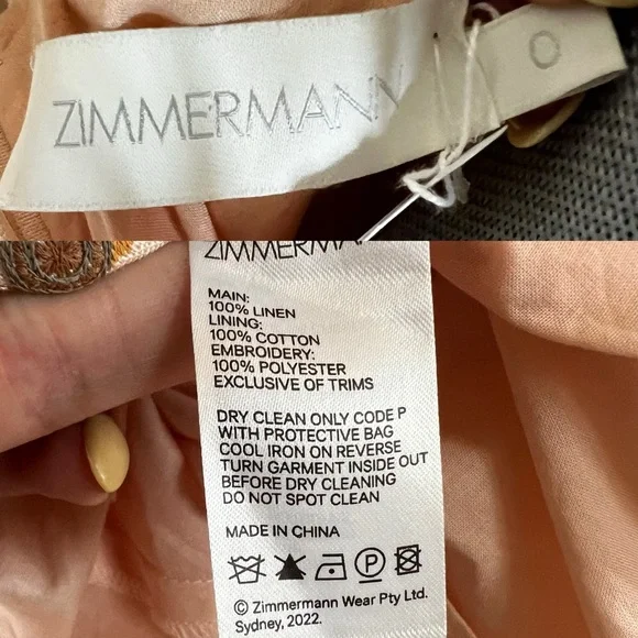 NWT Zimmermann Devi Embroidered Linen Midi Dress - Picture 16 of 16